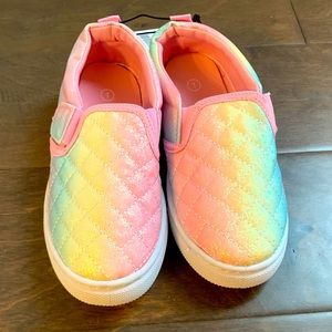 Girls’ Bobbie Brooks Glitter Rainbow/Multicolor Slip-On Tennis Shoes - NWT